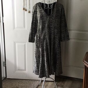 Lane Bryant Black and White A-Line V-Neck Dress